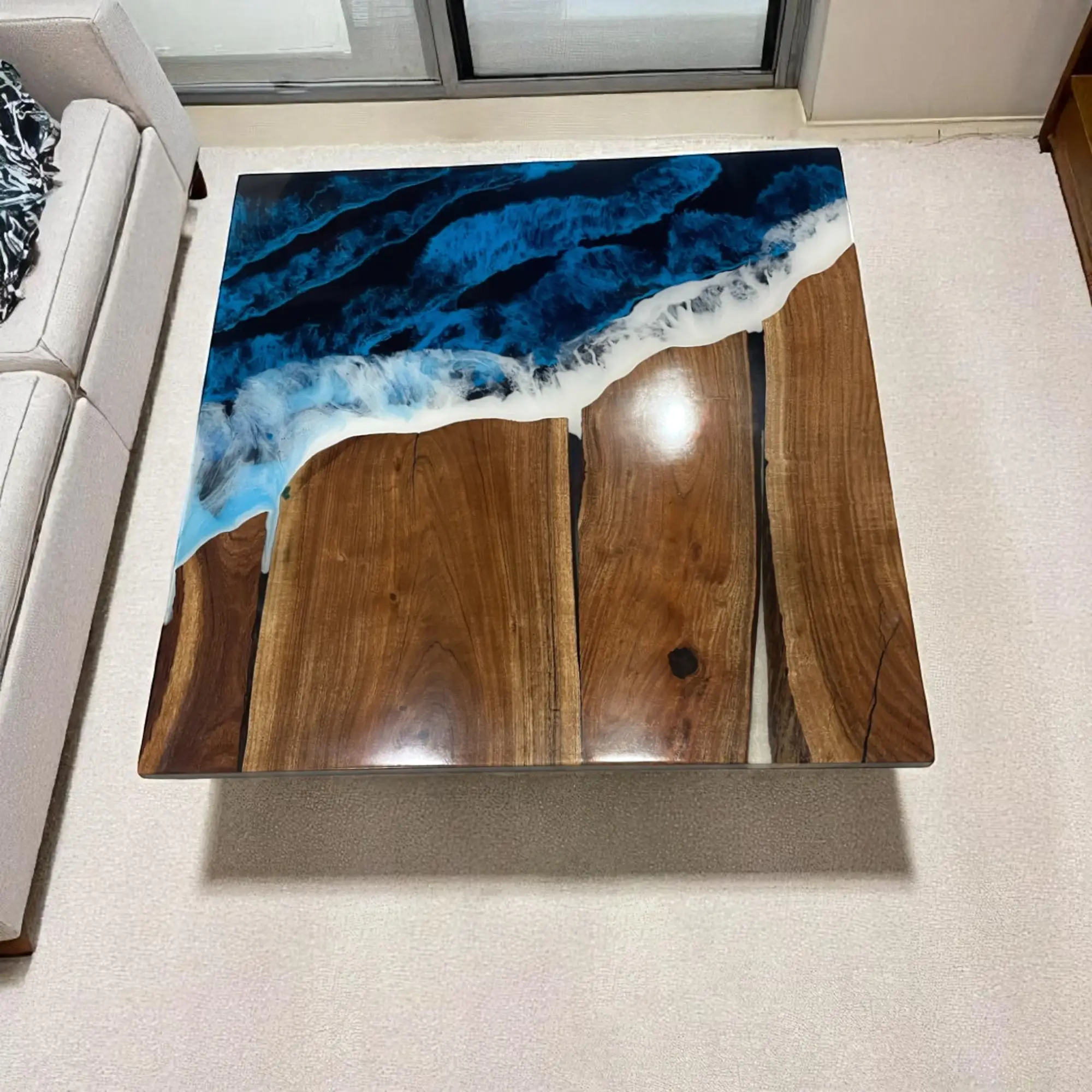 DIY Epoxy Wood Slice Square Table - Shop Now 